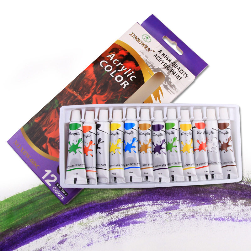 Safe non-toxic diy graffiti paint acrylic paint 12 color set art painting supplies children's paint