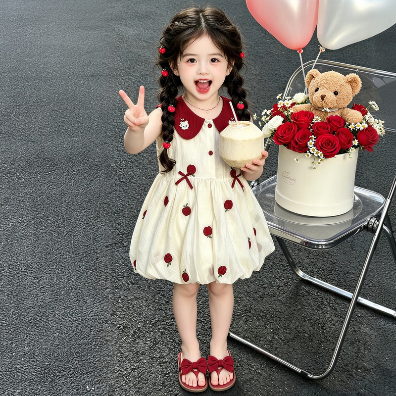 Girls' Doll Collar Sleeveless Dress Summer 2026 New Style Fashionable Baby Girl Fashion Kidsren's Flower Bud Princess Dress