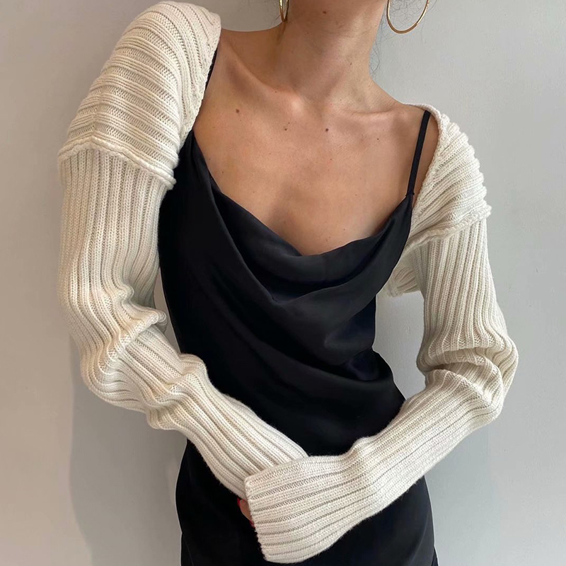 Kendall Jenner Kardashian European and American Style Drop Shoulder Long-Sleeve Sweater Solid Color Knitted Short Jacket Women's Autumn and Winter Top Shawl