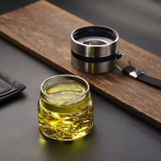 2024 New Men's and Women's Tea Cup Tea Water Separation Tea Cup Glass Water Cup High Temperature Resistant Large Capacity with Handle