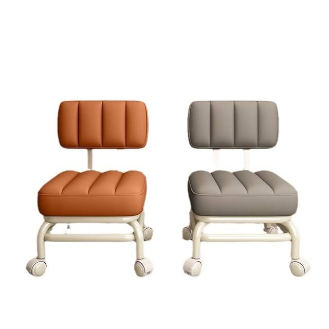 Swivel Caster Stool for Opening Packages, Low Stool with Wheels, Cream-Style Chair, Small Household Stool for Cleaning Floors, Seam Finishing, and Organizing Goods, Round Stool