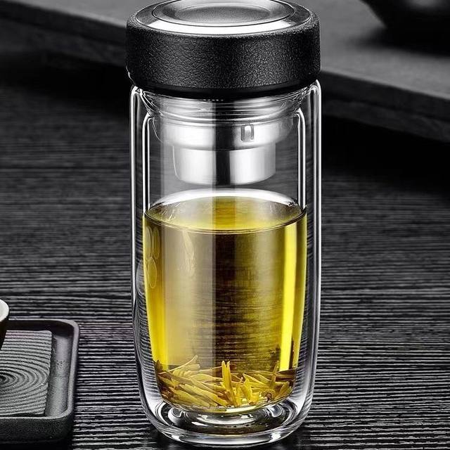 Large-Capacity Thickeneded Double-Layer Glass Goose Egg Cup Men's and Women's Business Tea Cup Insulated Personal Drinking Cup