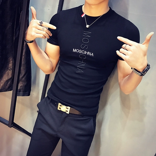 Летняя приталенная спортивная приятная телу футболка с коротким рукавом для спортзала, короткий рукав, в обтяжку, круглый воротник