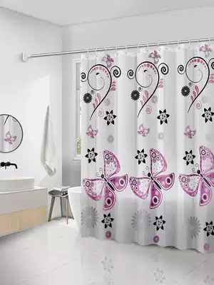Mildew-proof thick shower curtain bathroom waterproof dressing room partition curtain bath shower cloth Rod hanging curtain set without punching