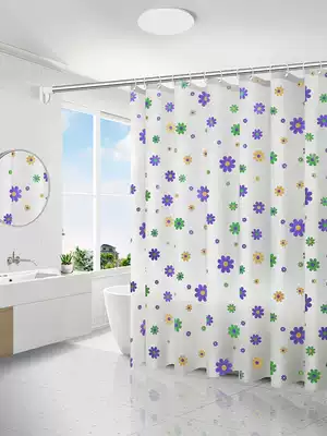 Powder room shower curtain set waterproof and mildew-proof thickened hanging curtain Bathroom partition curtain door curtain punch-free shower curtain cloth