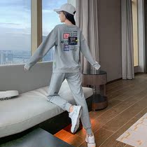 Tide Cards 2022 Fall New Fashion Sportswear Suit Women Casual Display Slim Round Collar Sweatpants Two Sets