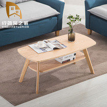Nordic style simple coffee table living room household double-layer storage Modern small apartment table Coffee table creative rectangle