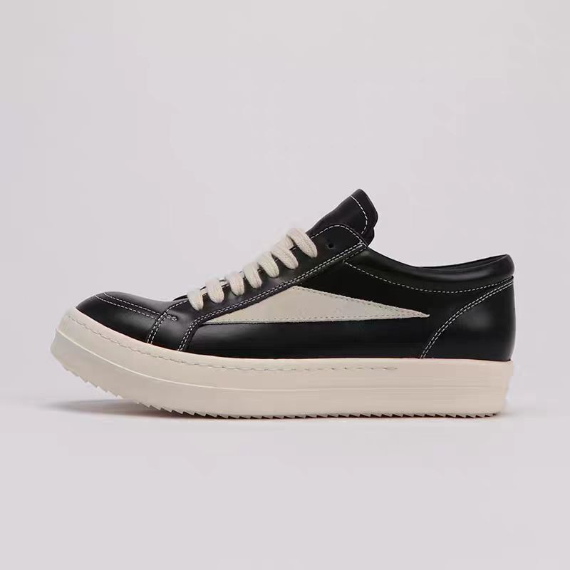 Grain Leather Thick-Soled Leather Skate Shoes, Mainline Chinese Fashion Niche Shoes, Rick Owens Low-Top Grain Leather Thick-Soled Leather Skate Shoes, Mainline Chinese Fashion Niche Shoes, Rick Owens Low-Top