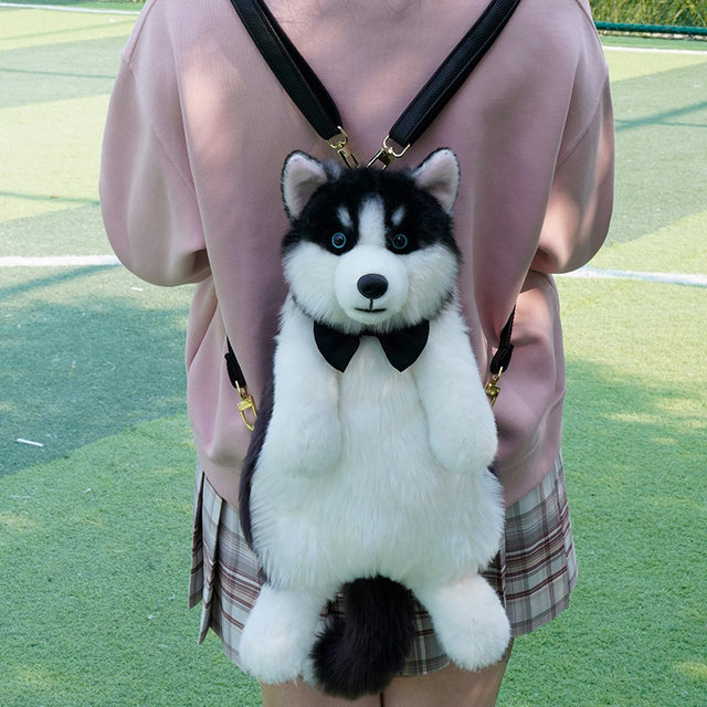 Plush Husky Stuffed Animal Doll Children's Cute Backpack Toy Birthday Gift for Girls