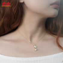 Lins Spring and Autumn 925 Silver Strong Light Freshwater Pearl Necklace Little Gourd Fritillaria Pearl Pendant Simple Fashion