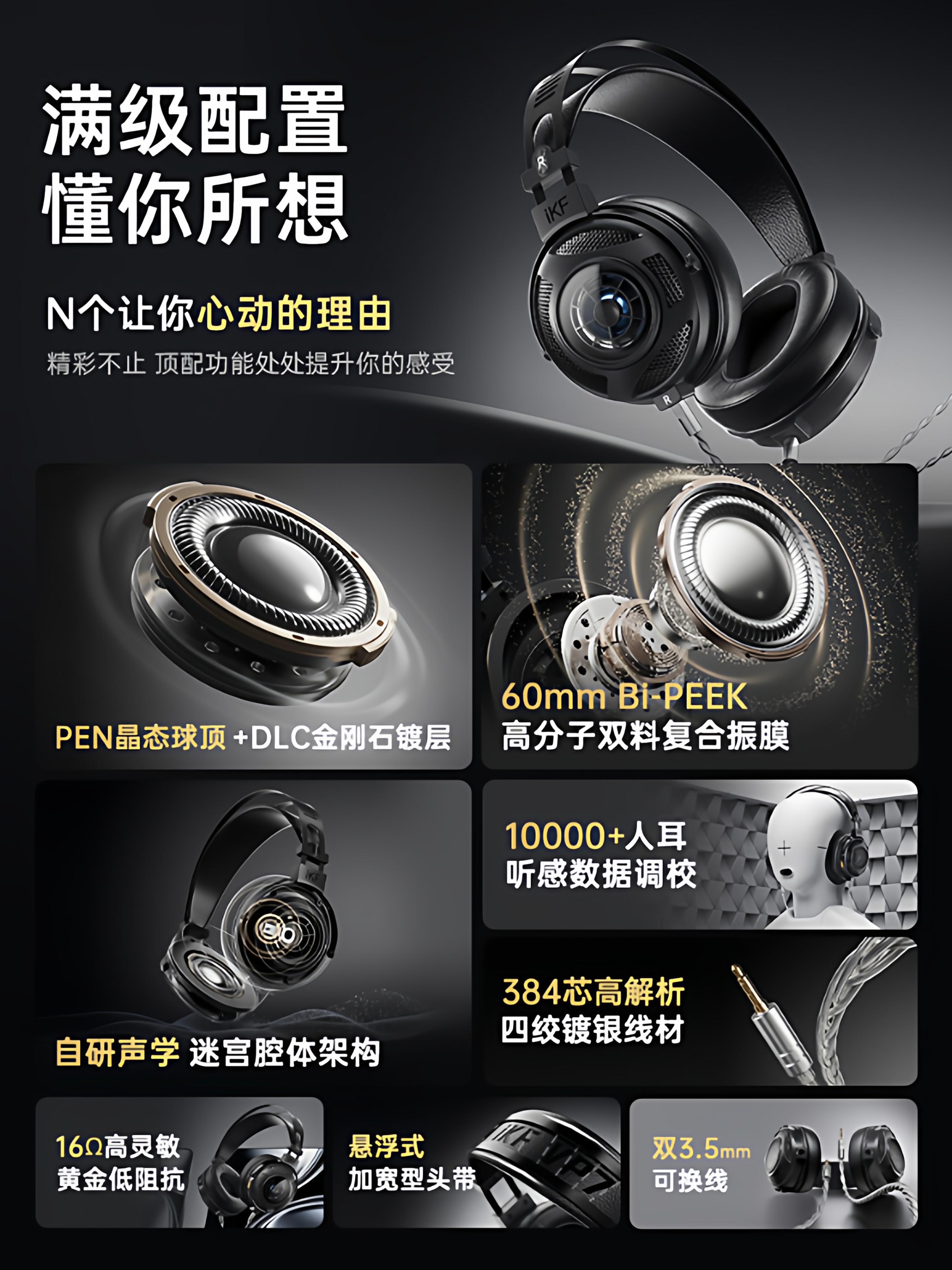 [High-End Gift Box] Ikf Vp7 Over-Ear Gaming Headphones, Birthday, Valentine's Day, New Year's Day, New Year's Gift for Couples