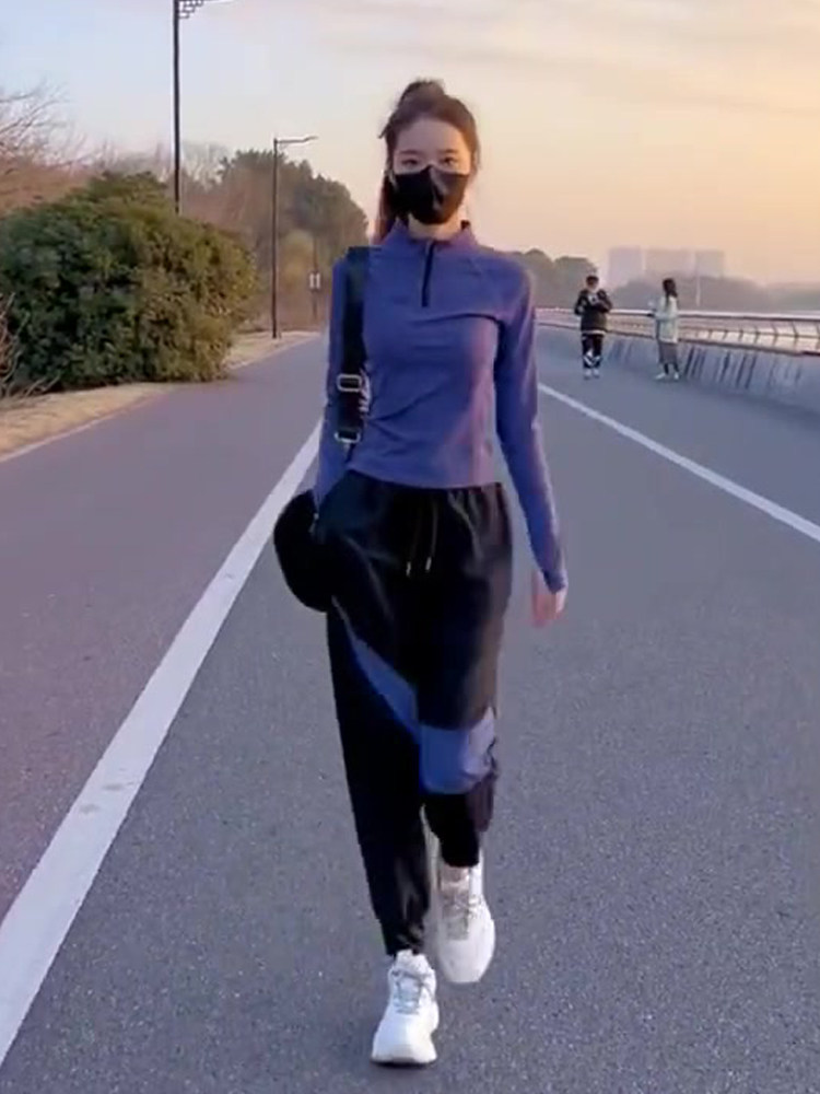 Fall Casual Sports Suit Women's Morning Running Suit Fashion Little Subnets Red Fried Street Display Slim Speed Dry Suit Kits-Taobao