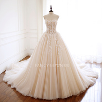 Fantasy New Bride Autumn Winter Bandeau Embroidered Sequin Lace Luxury Slim Size Ceremony Long TrailIng Main Wedding Dress