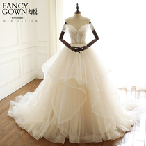 Xinyue New Cross Sling Tape Tail Lace European and American Simple Slim-level Princess Dress Wedding Dress