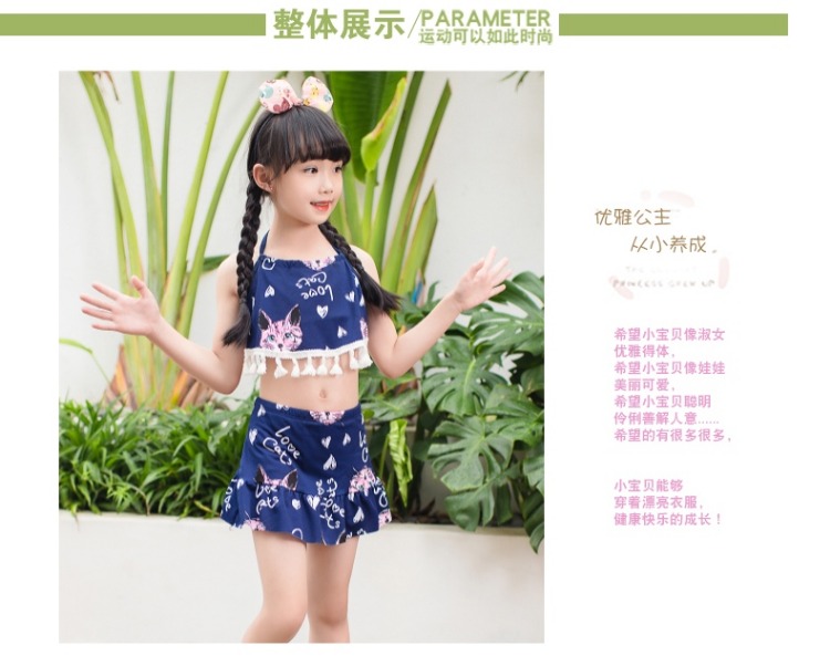 Bộ đồ bơi nữ chia tay áo hai dây kiểu váy tam giác lớn cho bé gái Đồ bơi bé nhỏ mặc bikini tươi - Bộ đồ bơi của Kid đồ bơi cho trẻ