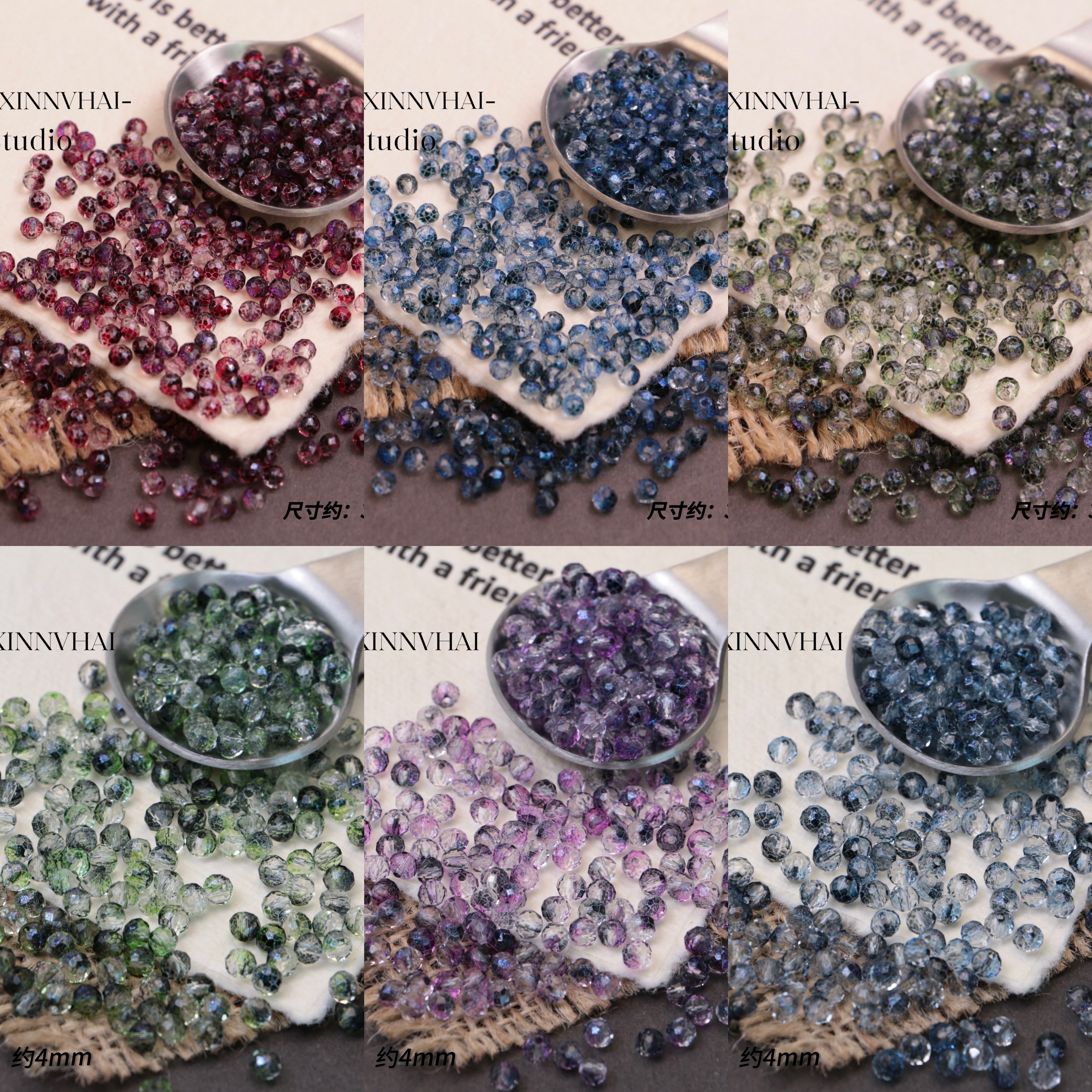 3/4mm ダークナイトスター スピネル フラットビーズ 菱形ビーズ DIY ハンドメイド ビーズ 女の子向け - ルースクリスタル スピネルビーズ