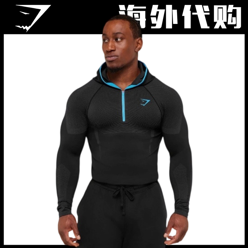 Gymshark Onyx5.0 Superhero Hoodie Long Sleeve Men's Honeycomb Quick-Drying Tight Compression Training Clothes