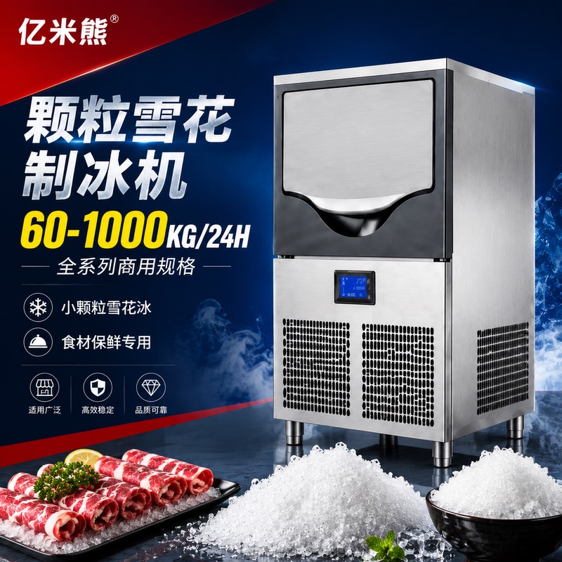 Yimi Bear Granular Snowflake Ice Maker Commercial Small Ice Machine for Hot Pot Restaurants, Sashimi, and Seafood Preservation 60-1000kg