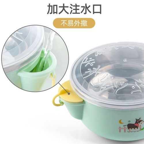 Детская обеденная тарелка для кормления, посуда из нержавеющей стали, увлажняющий термос, детский набор инструментов для прикорма