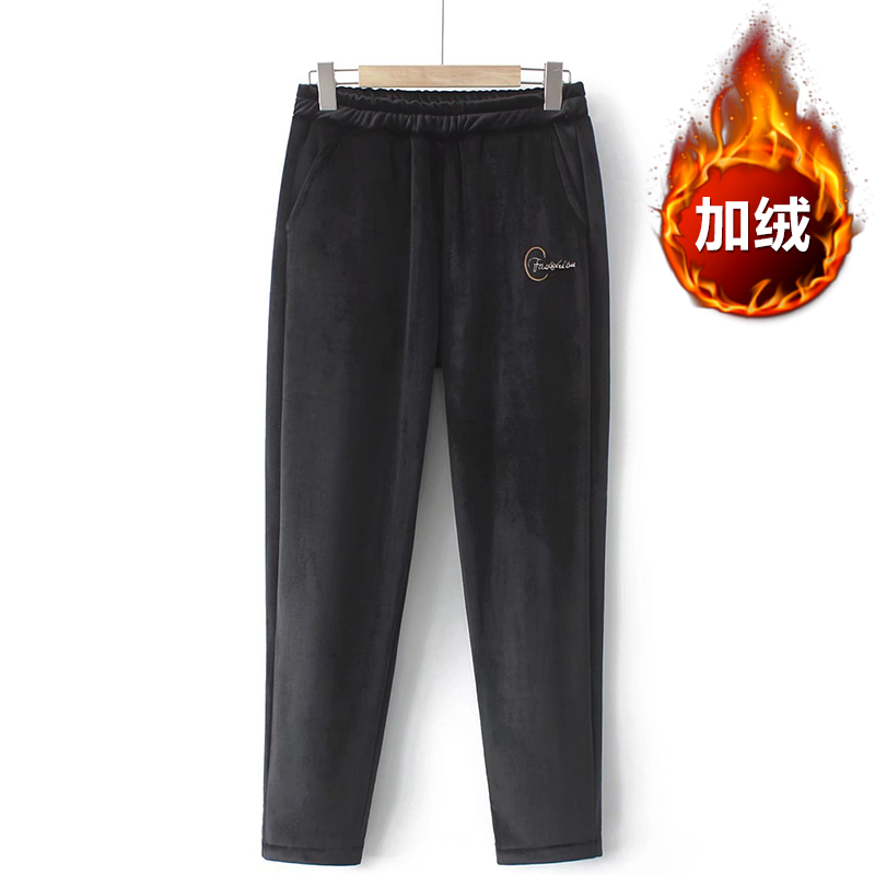 Middle aged mother winter gattening up warm pants Fashion casual cover with slim and thickened middle-aged smoke pipe pants