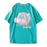 Тонкая мятная летняя футболка, коллекция 2021, с медвежатами, короткий рукав