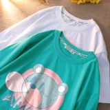Тонкая мятная летняя футболка, коллекция 2021, с медвежатами, короткий рукав