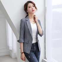 Blazer female Korean version 2020 new spring and summer new net red thin casual striped chic suit seven-point sleeve