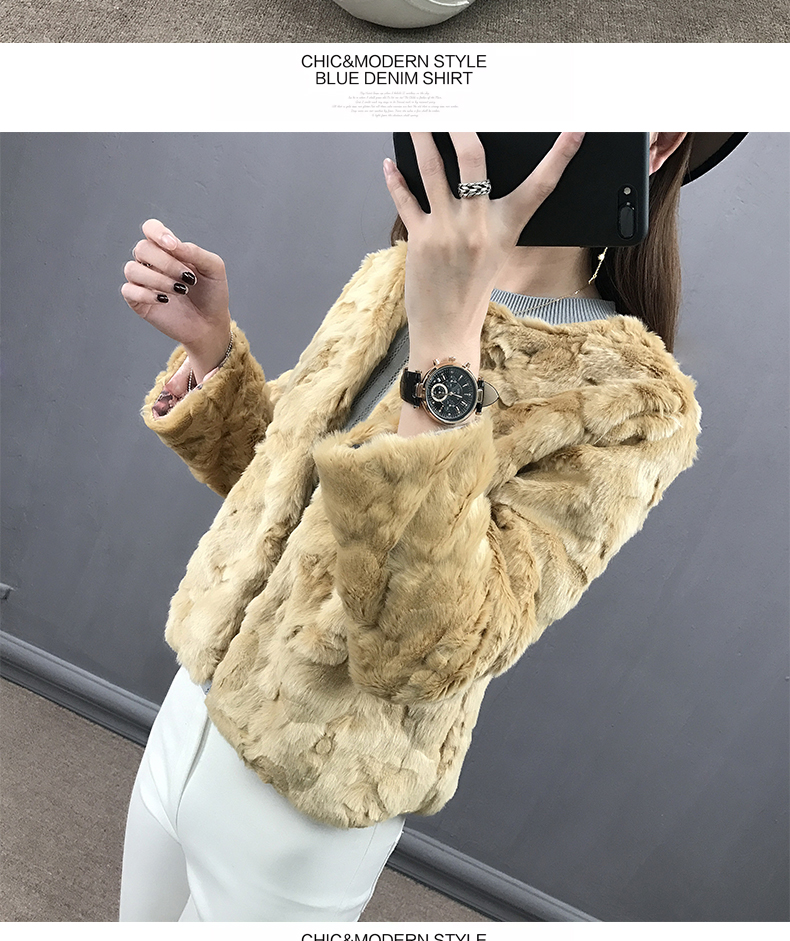 Jenny Filman 2018 mùa thu và mùa đông Haining chống mùa điều trị áo khoác lông nữ đoạn ngắn giả 獭 thỏ tóc giải phóng mặt bằng áo khoác lông zara