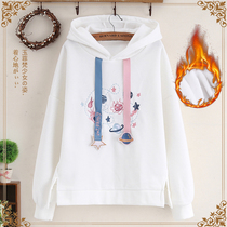 Jade 1 Junior High School High School student sweatshirt hooded Spring and Autumn New coat loose plus velvet big Child womens clothing