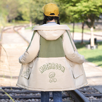 AC promotes junior high school students cotton clothes with hats autumn and winter clothes thick coat cotton padded jacket college style cute little womens clothing