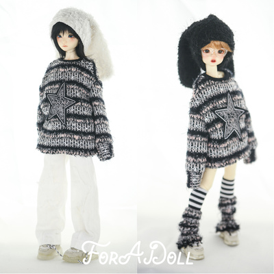 taobao agent Foradoll ＊ Black and white rabbit hairy cap ＊ Original Yabi BJD baby clothing Xiongmei four or five points