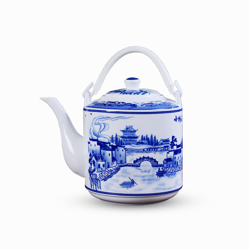 Cool blue and white porcelain kettle rural wind resistant to high temperature and large capacity pot of tea to girder large - sized domestic hot water