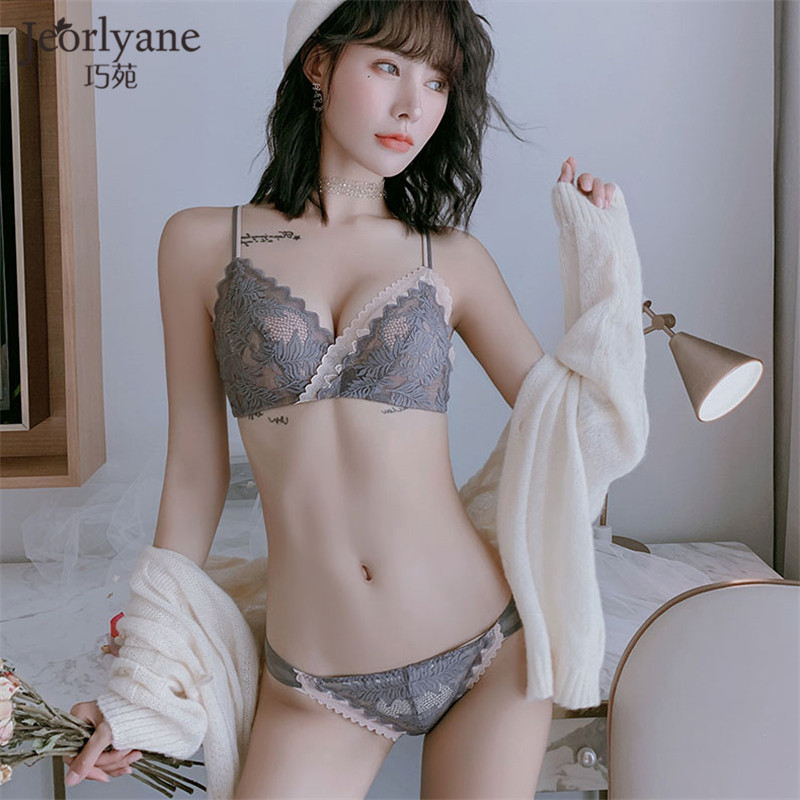 Lace Lingerie Women's Summer Small Breasts Gather New 2021 Exploits Sexy Little Lady No Steel Ring Vin Bra Suit