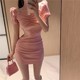 2022 summer new hot girl fried street V-neck sexy hip skirt design sense chain suspender dress women's