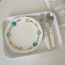 Can microwave 8 inch ins style Japanese ceramic plate household cutlery set French pasta breakfast flower tray