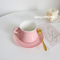 Retro cream yellow ins Wind Nordic ceramic simple afternoon tea small exquisite 200ml small coffee cup and saucer set