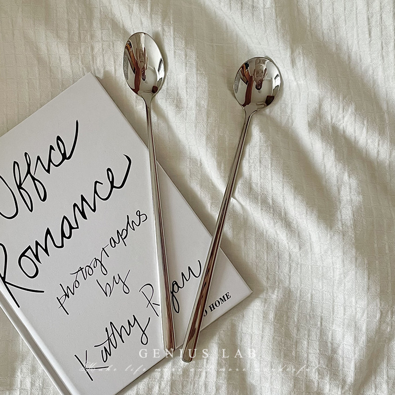 304ins spoon cup with domestic stainless steel coffee milk tea long handle stirring spoon small head spoon net red