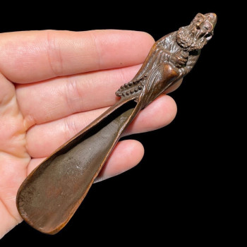 Ancient style bodhidharma enlightenment tea art tea ceremony copper utensils tea shovel antique pulp tea shovel small ornaments carved hand antique