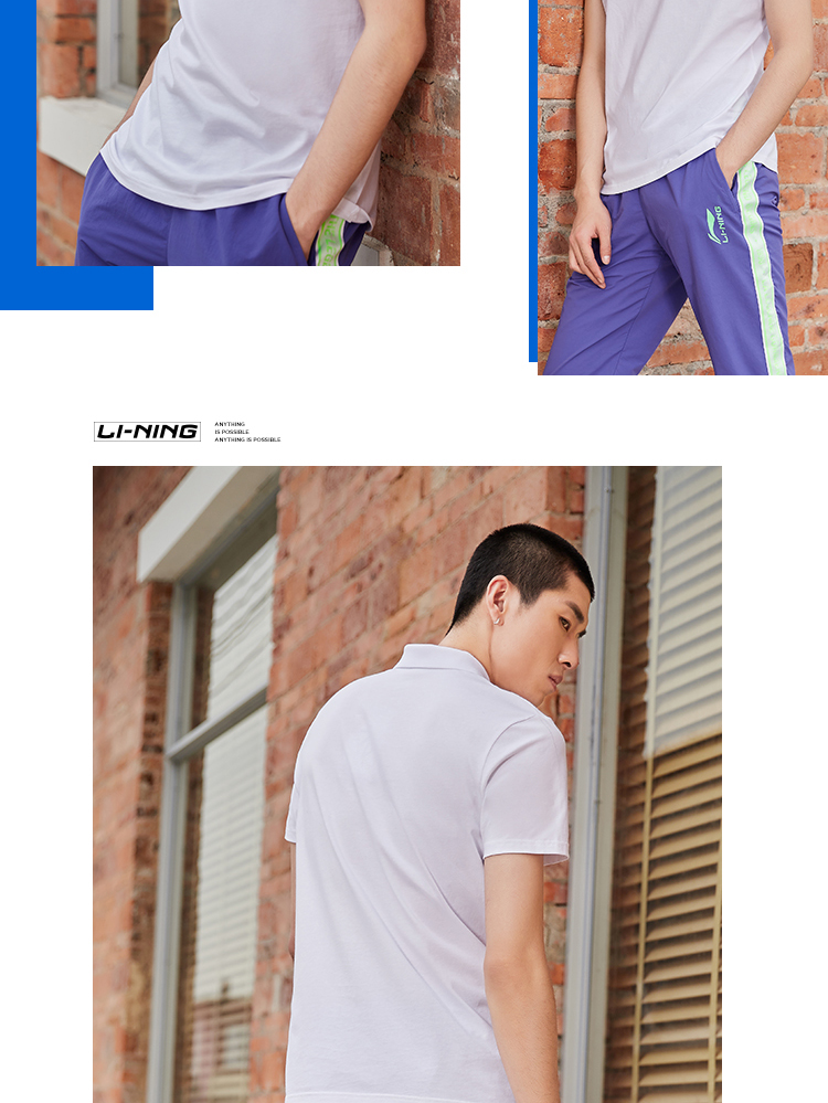 Đầm xòe Li Ning 19 mùa hè đào tạo áo thun cotton ngắn tay áo thun APLP079-1-2-3 - Áo polo thể thao áo polo cá sấu