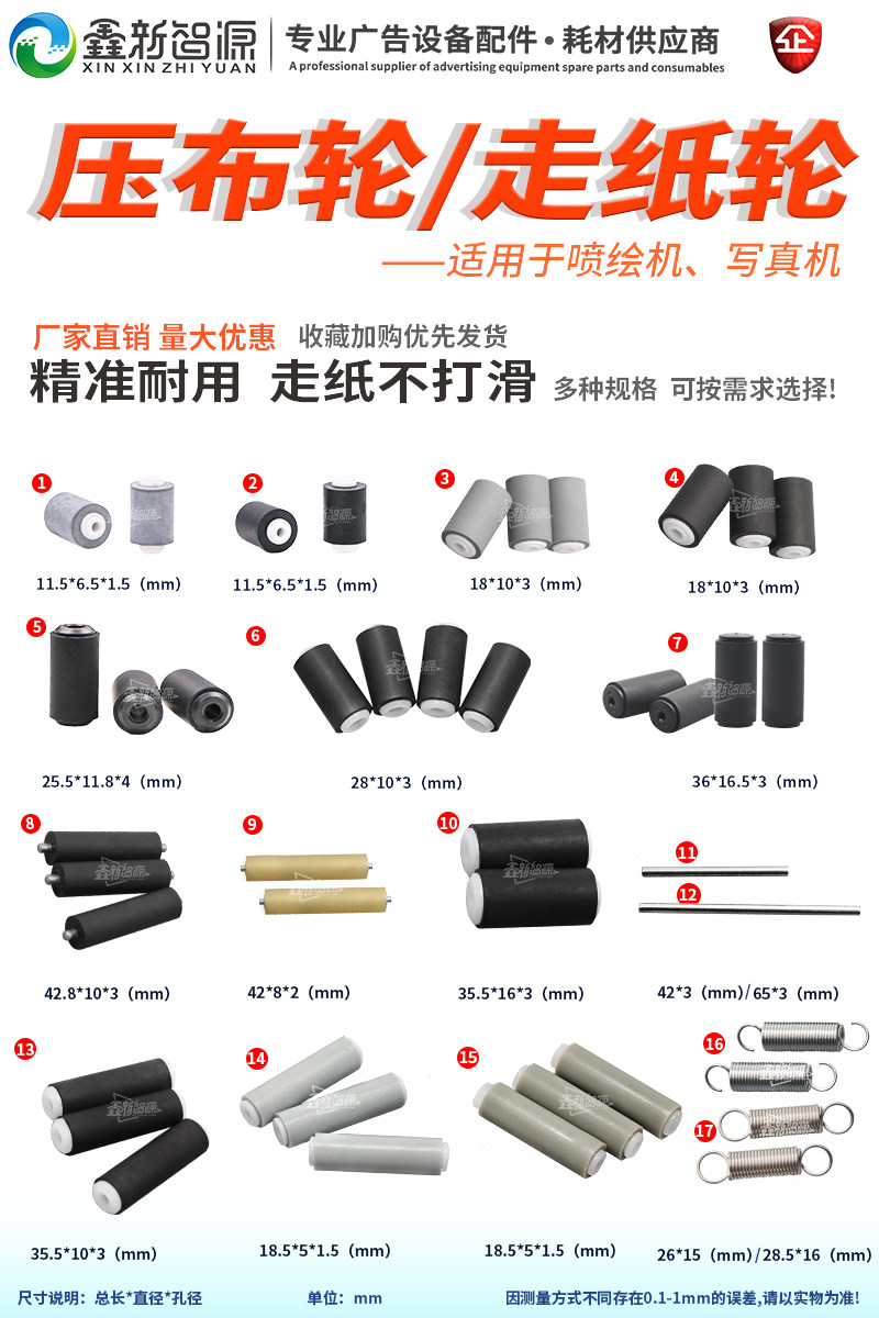 XXZY Aowei Heimai inkjet printer Cloth press wheel Xuli photo machine paper wheel Paper feed wheel Yasselanxinkeda