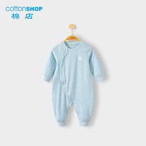 Cotton shop Baby one-piece clothes spring autumn and winter pure cotton warm and protective belly long sleeve khaed climbing clothes baby pyjamas baby autumn clothes