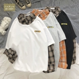 Демисезонный комплект, рубашка, мужская трендовая толстовка, лонгслив, имитация рубашки, оверсайз, большой размер