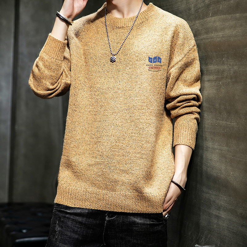 Men Vòng cổ Casual Sweaterautumn mùa thu và mùa đông cộng với nhung dệt kim chất béo cộng với sự gia tăng mỡ số lượng đáy xu hướng áo khoác.