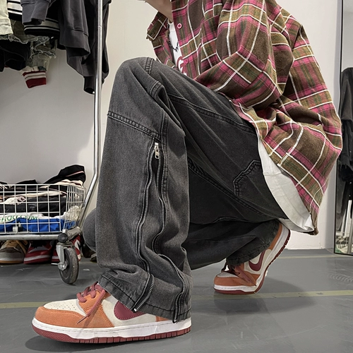 Ретро мегафон, приталенные осенние джинсы, штаны, в американском стиле, свободный прямой крой, новая коллекция