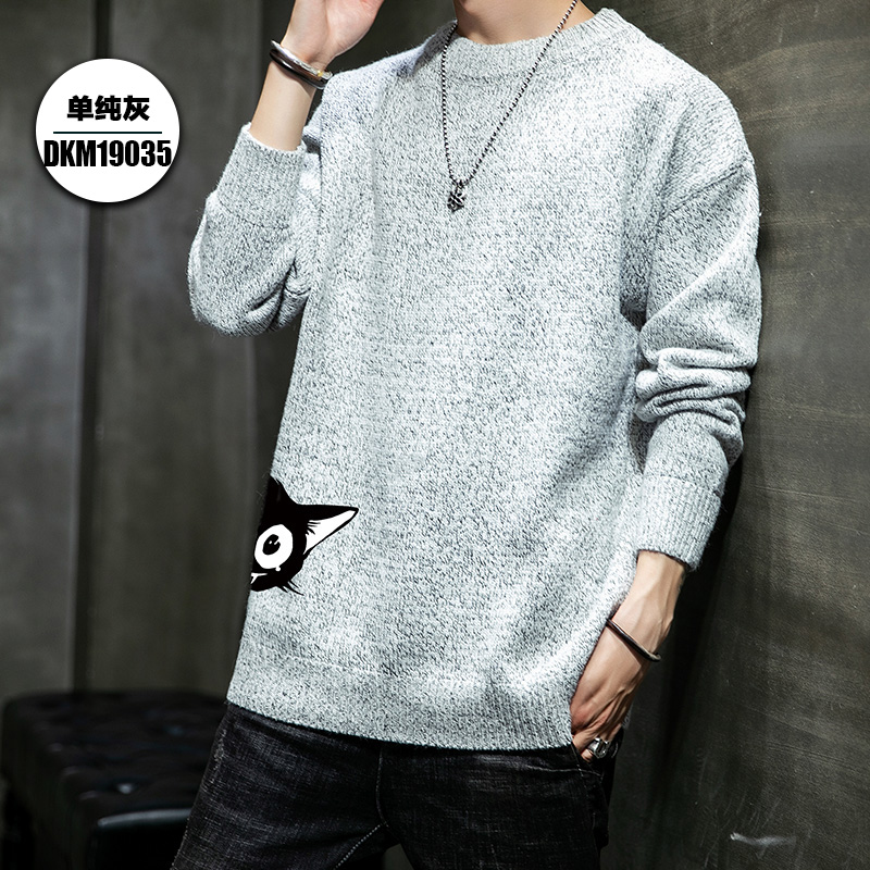 Men Vòng cổ Casual Sweaterautumn mùa thu và mùa đông cộng với nhung dệt kim chất béo cộng với sự gia tăng mỡ số lượng đáy xu hướng áo khoác.