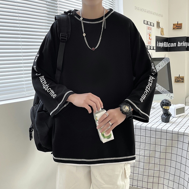 American-Style Embroidered Three-Quarter Sleeve T-Shirt for Men, Short-Sleeved Summer Trendy Brand Ice Silk Oversize Loose Youth T-Shirt American-Style Embroidered Three-Quarter Sleeve T-Shirt for Men, Short-Sleeved Summer Trendy Brand Ice Silk Oversize Loose Youth T-Shirt
