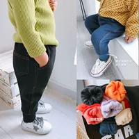 LUSON mùa đông quần bé gái cộng với quần nhung giả quần jeans bé ấm chân quần trẻ sơ sinh cửa hàng quần áo trẻ em