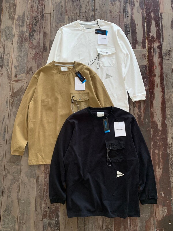 And Wander Heavy Cotton Outdoor Functional Pocket Style Unisex Crew Neck Long Sleeve Thin Sweatshirt