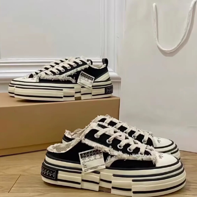 Celebrity-Style Distressed Canvas Shoes for Women, 2026 Summer New Versatile Thick-Soled Height-Increasing Lazy Casual Slip-On Shoes, Trendy