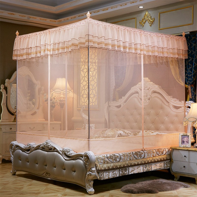 Net red mosquito net 2022 new high-end home princess bracket rod thickened encryption anti-fall children's zipper three doors